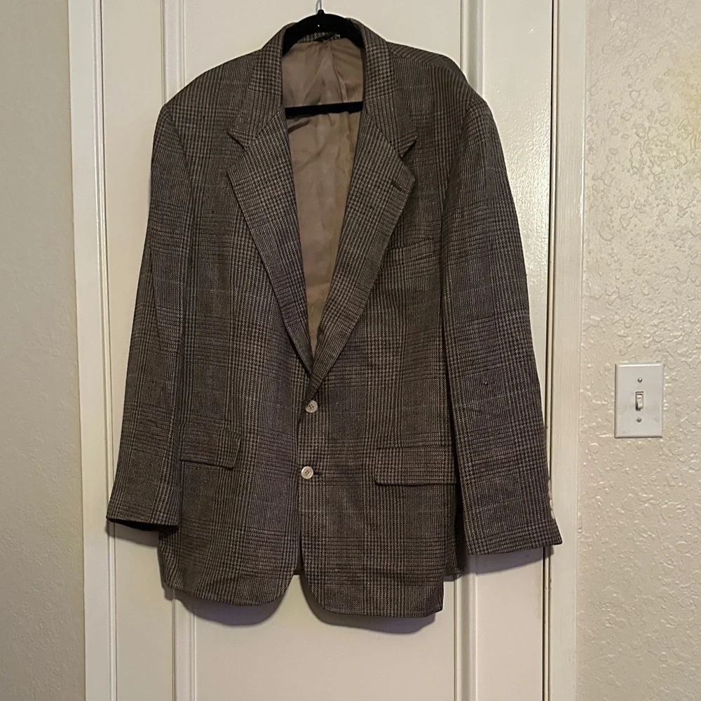 Bill Blass Checkered Blazer in Brown and Gray